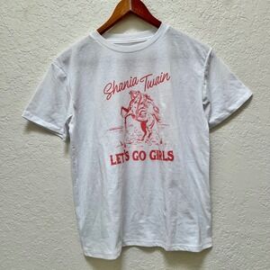 Shania Twain Lets Go Girls Kids T‎ Shirt White Red Graphic Tee Size Large